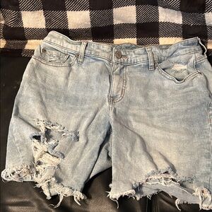 Torrid Distressed Light Blue Denim Shorts